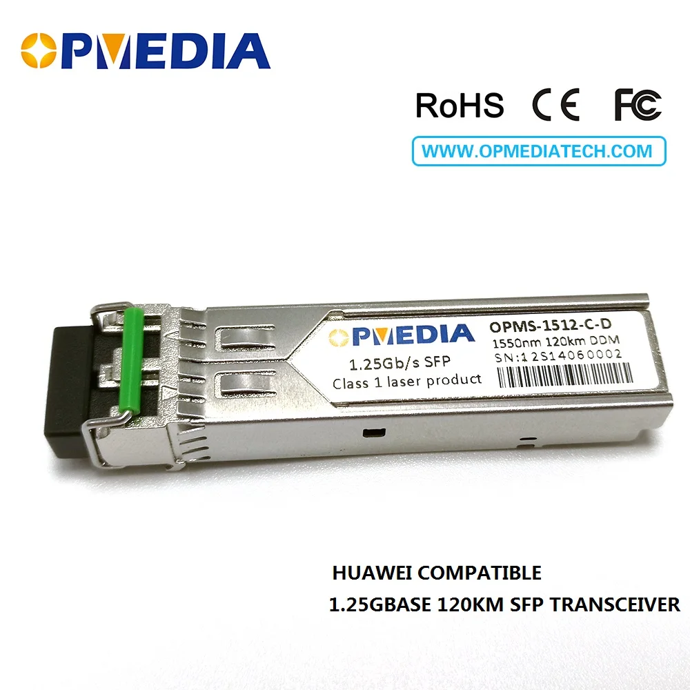 

Free shipping!1000base-zx,1.25G 1550nm 120km SFP transceiver, optical module with DDM and LC connector,compatible with HuaWei