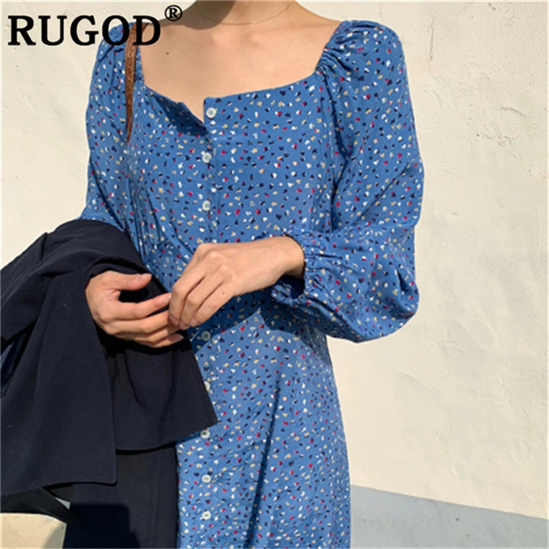 Женское платье RUGOD корейское летнее с принтом | Женская одежда