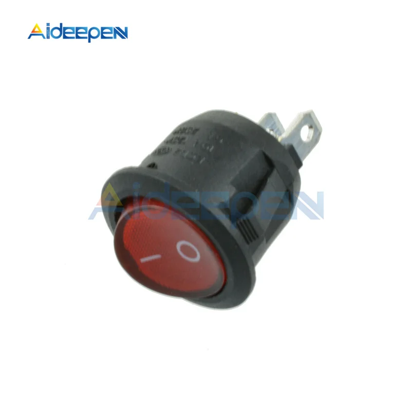 round Red AC 250V 6A 125V 10A Mini 3 Pin Светодиодный светильник выключатель автомобиля Лодка Круглый Рокер ON/выкл кнопка переключения переключатель синего, желтого, красного, зеленого и черного цвета для девочек - Цвет: round Red