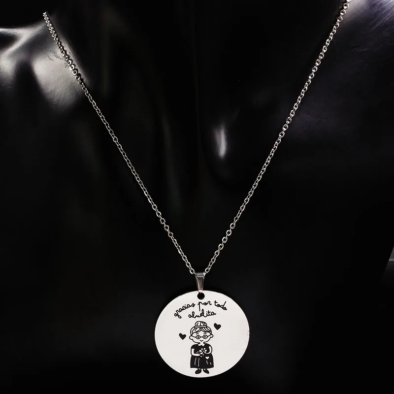 Ожерелье женское из нержавеющей стали с подвеской в виде испанской бабушки N1227S01