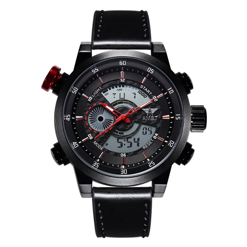 Мужские Цифровые часы с двойным дисплеем военные наручные мужские модные