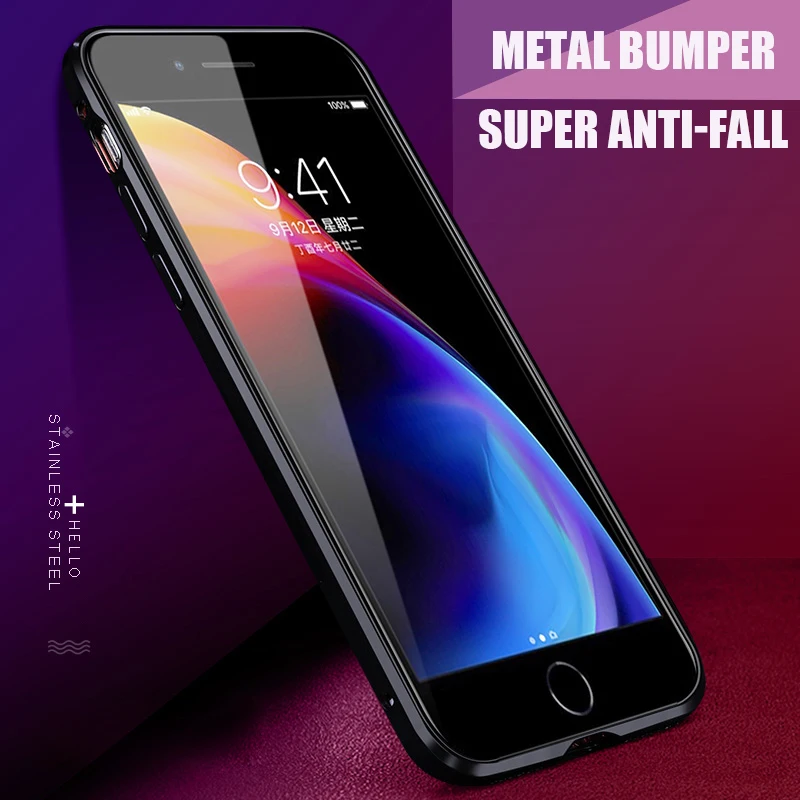 Роскошный Металлический Чехол-бампер для iPhone 7 8 алюминиевая рамка + задняя крышка
