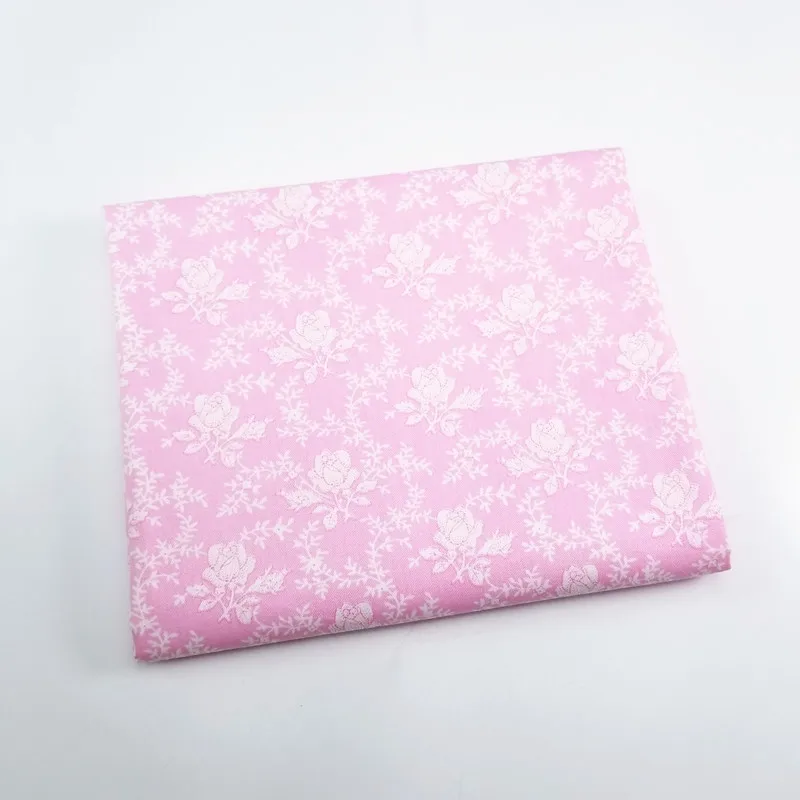 Симпатичная розовая Цветочная хлопковая саржевая ткань по метрам для лоскутного