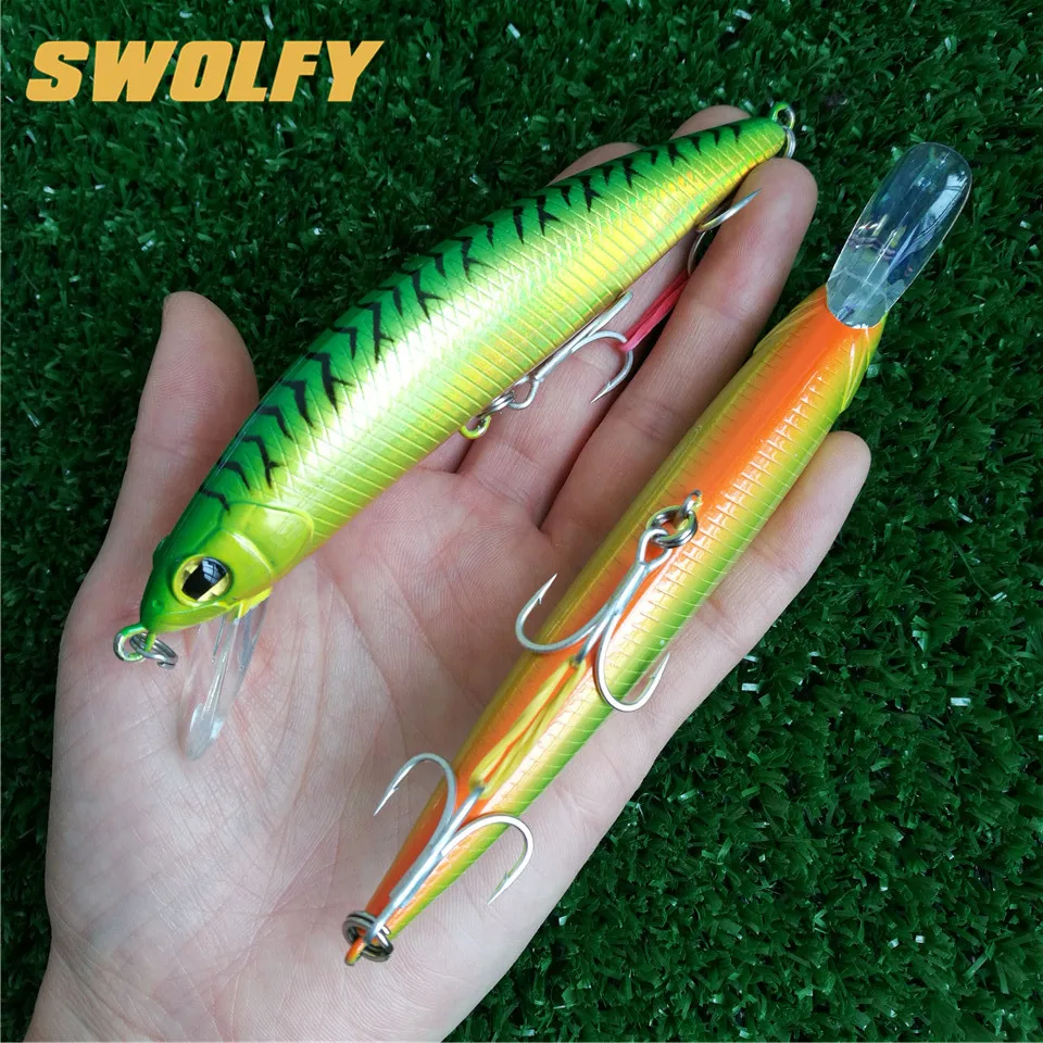 Swolfy 5 шт. тонущие приманки Minnow 12 см 40 г Морская рыбалка Приманки 3D глаза Пластиковые жесткие приманки Джеркбейт искусственные рыболовные воблеры