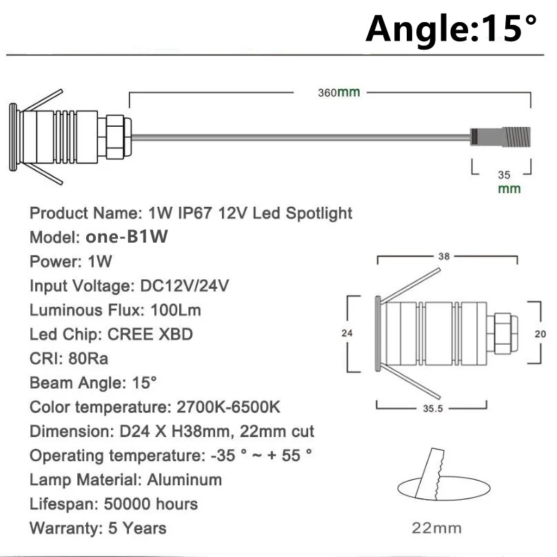 6 шт. 1 Вт CREE LED подземный свет напольный комнатный мини конденсационный наземный
