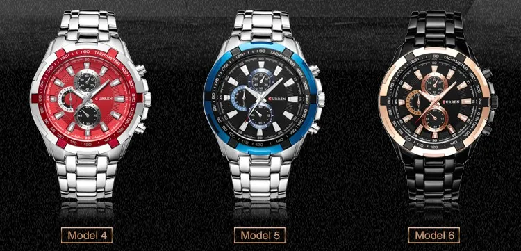 CURREN new watches men top luxury brand Quartz Fashion casual Wrist watch mens Waterproof full steel mens sports watches clock