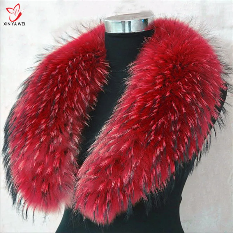 Натуральный женский меховой воротник из енота настоящий шарф Подлинная женская