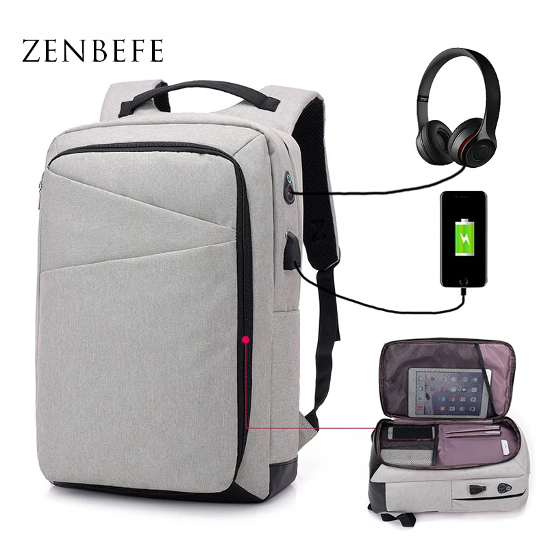 Вместительные деловые рюкзаки ZENBEFE рюкзак с USB портом для смены наушников