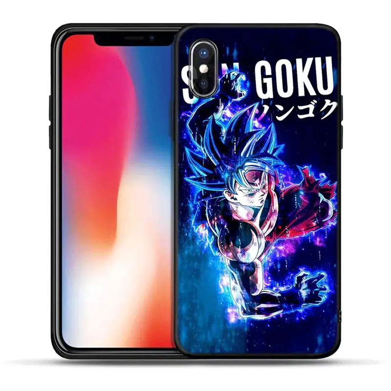 Черный силиконовый чехол для IPhone X XR XS Max 8 7 6 6 S Plus 5 5S SE Чехлы для телефона Dragon Ball Z из аниме Goku Super D Coque Fundas
