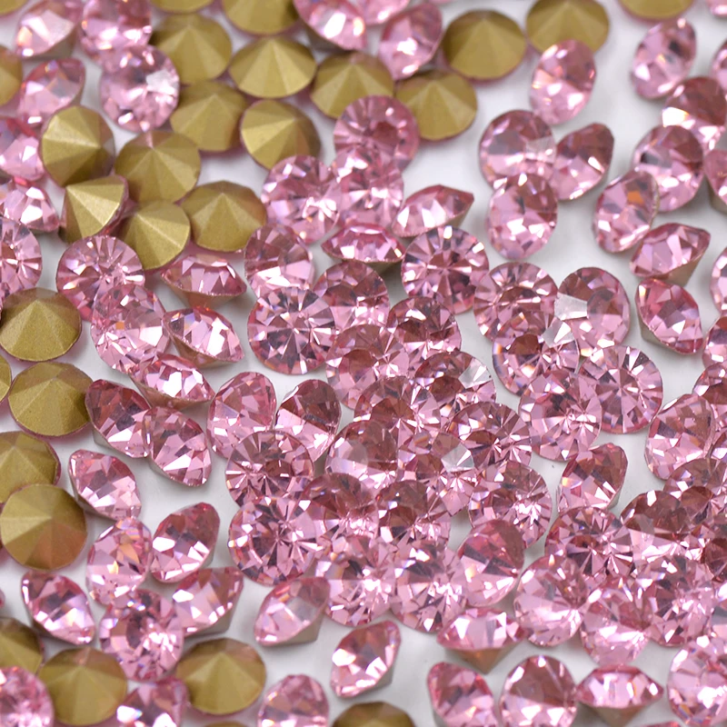 Ss6 светло-розовое стекло точка Стразы круглые кристаллы pointback страз чатон