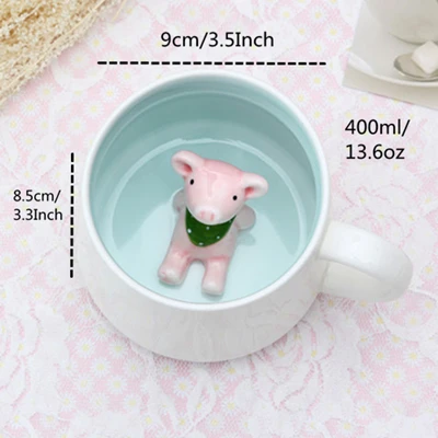 Pig VILEAD 400 мл керамическая стерео кружка для молока с животными креативная бутылка для воды Милая мультяшная чашка кофе пара чашки офисные кружки для напитков - Цвет: Pig