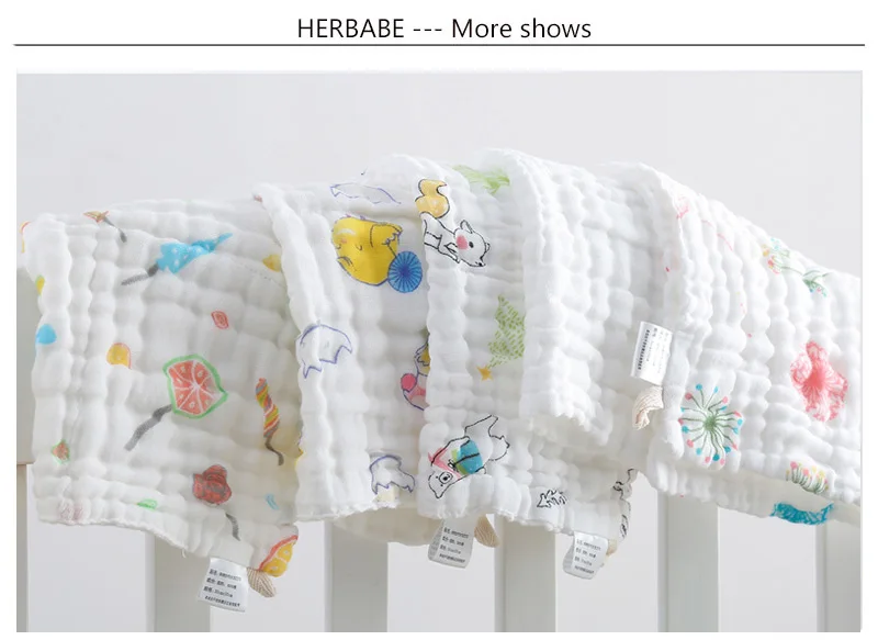 Детское полотенце Herbabe, хлопок, квадратное полотенце для лица, детское пляжное полотенце, впитывающая ткань для мытья, носовой платок для новорожденных