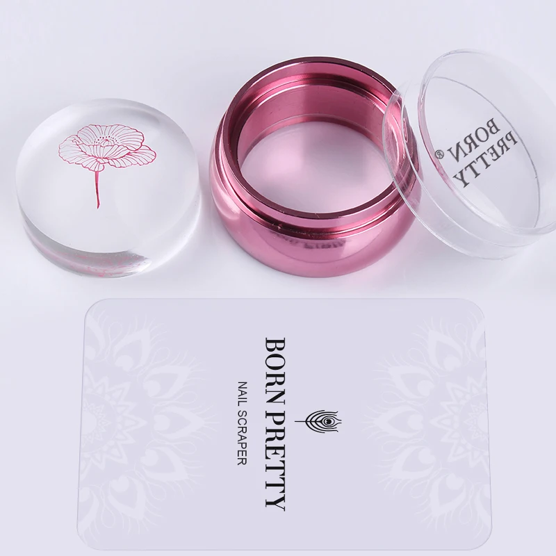 BORN PRETTY 2 шт./компл. розовое золото ногтей Stamper шахматы ясно желе силиконовая