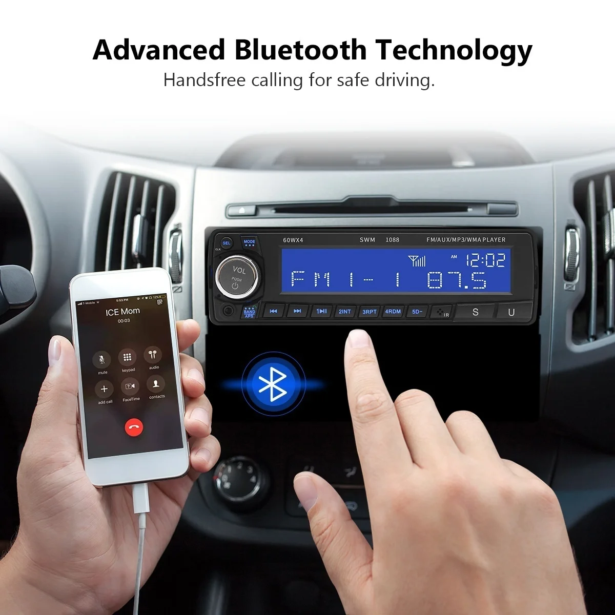 1 din Авторадио 12 V Bluetooth/USB/SD/AUX MP3 плеер радио автомобиля стерео аудио FM громкой