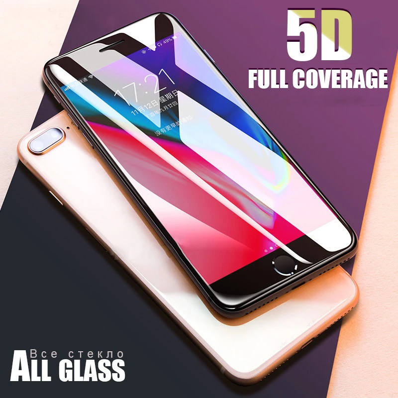 RZP 5D полное покрытие закаленное стекло для iPhone 11 Pro X XR XS Max 6 6s 7 8 Plus Защита экрана S