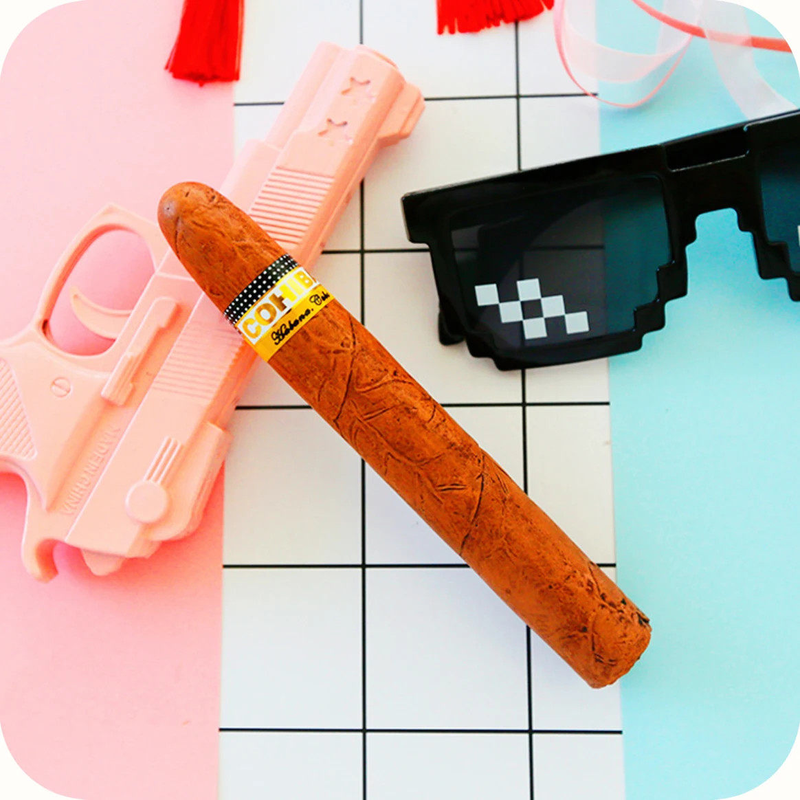 Thug Life Pack мозаика солнцезащитные очки колье Золотая цепь набор для сигары|Шутки и