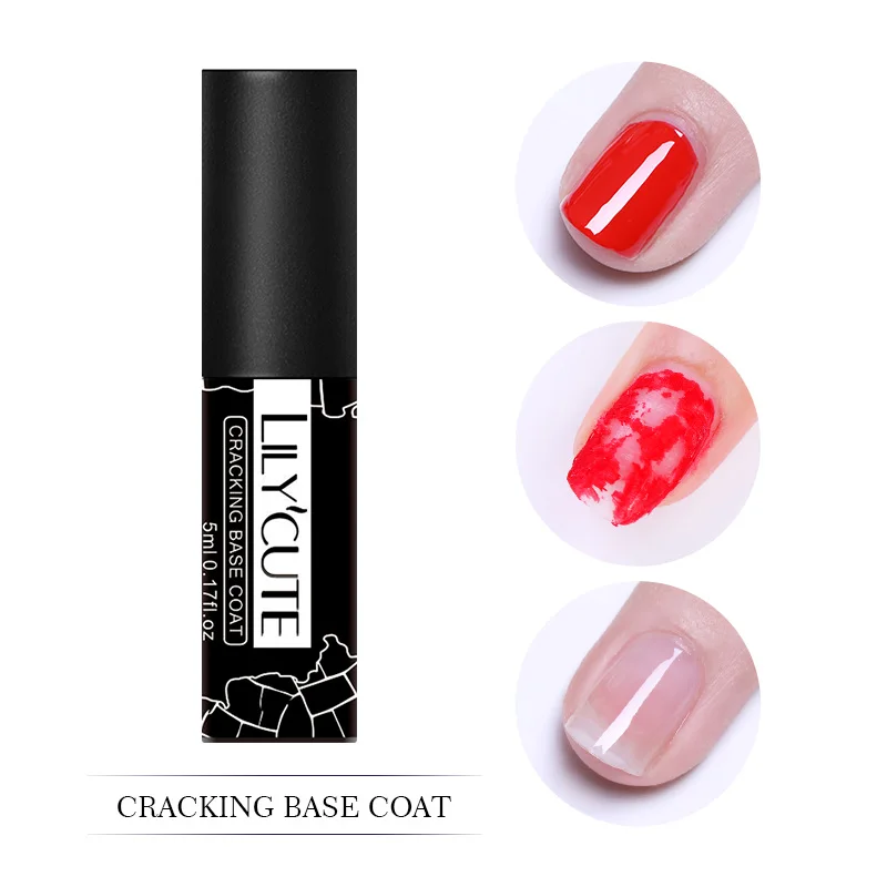 Cracking base coat LILYCUTE, 5 мл, быстрое удлинение, гель, белый, прозрачный, акриловый, поли, УФ-гель, для маникюра, не впитывается, кристально-желе, для ногтей, строительные гелевые наконечники - Цвет: Cracking base coat