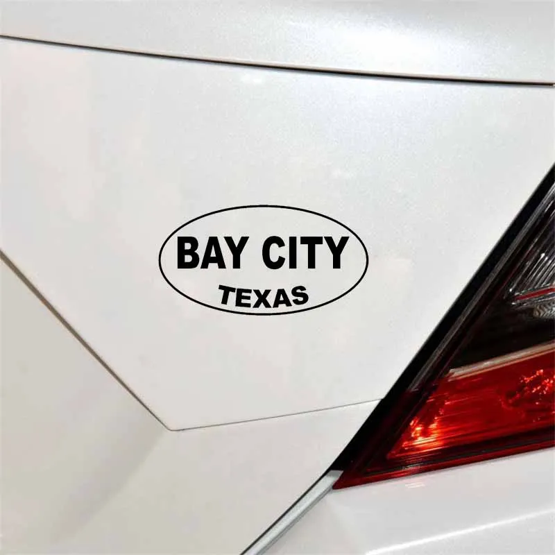 YJZT 13.3CM*7CM BAY CITY TEXAS Oval Interesting Car Sticker Vinyl Decals Black/Silver C10-01685 | Автомобили и мотоциклы