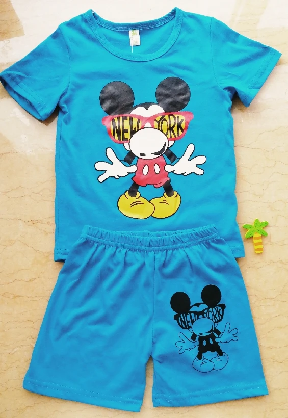 2 шт./компл. Детская футболка с коротким рукавом короткий костюм мультяшная