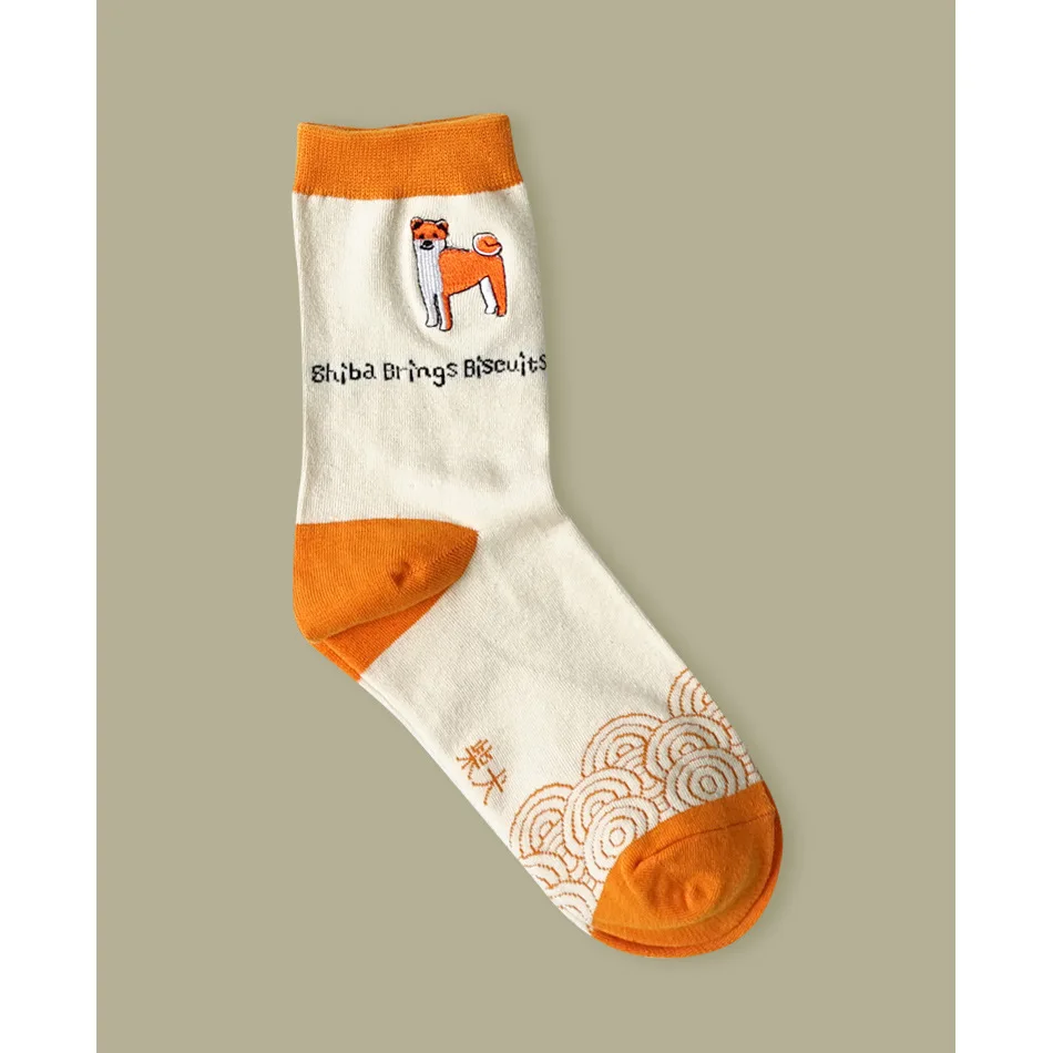 Женские носки мужские 15 и Харадзюку с вышивкой животных собак дамские хлопковые