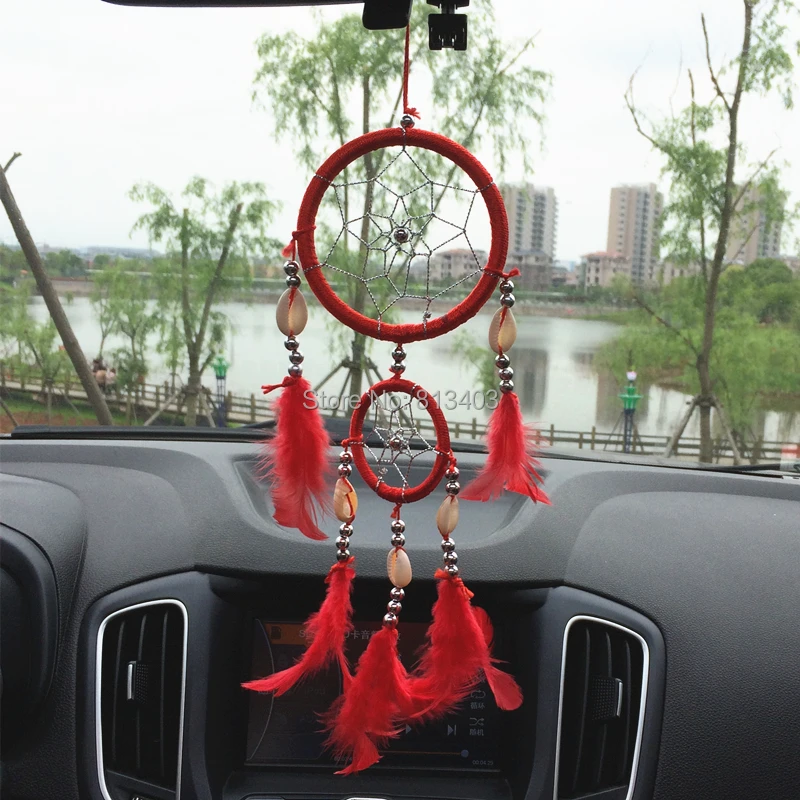 India Style Handmade Dream Catcher Circular Net With feather Hanging Decoration Decor Ornament Gift | Wind Chimes &amp Decorations