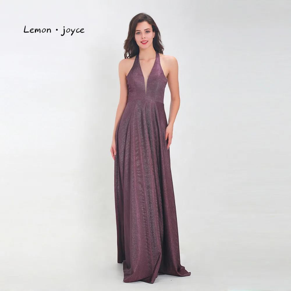 Женское длинное вечернее платье блестящее с V-образным вырезом без рукавов
