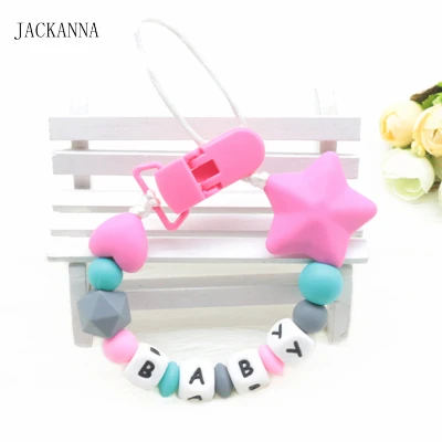 7 Customized Name Baby Pacifier Chain DIY Soother Chain BPA Free Newborn Attache Sucette Silicone Baby Pacifier Clips Holder Chain - Цвет: 7