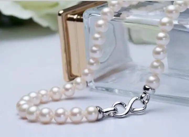 Классическое Круглое Белое Жемчужное ожерелье 9-10 мм с серебряной застежкой 18