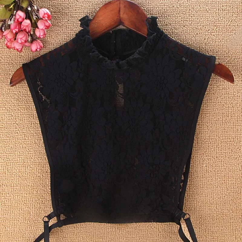 Women's Sexy Silk Shirt Fake Collar Multi-layer Lace Pleated Hollow Chrysanthemum Detachable Tie 2019 Hot |