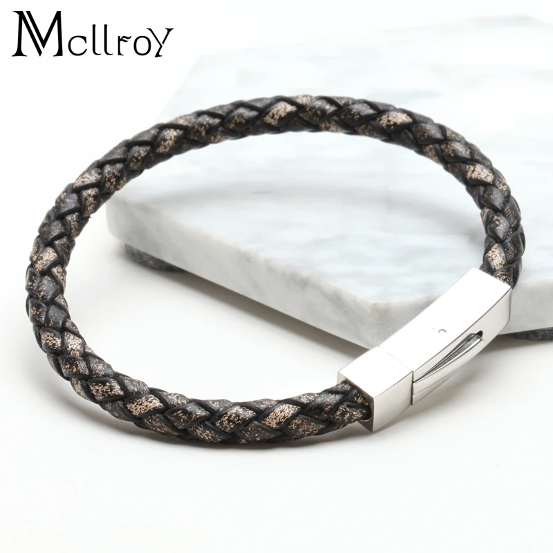 Mcllroy новинка Модный Кожаный Плетеный Браслет-манжета в стиле панк браслет из