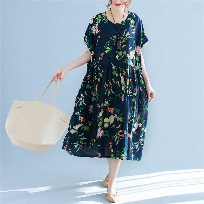 Женское платье в стиле бохо ARCSINX летнее Хлопковое с коротким рукавом и цветочным