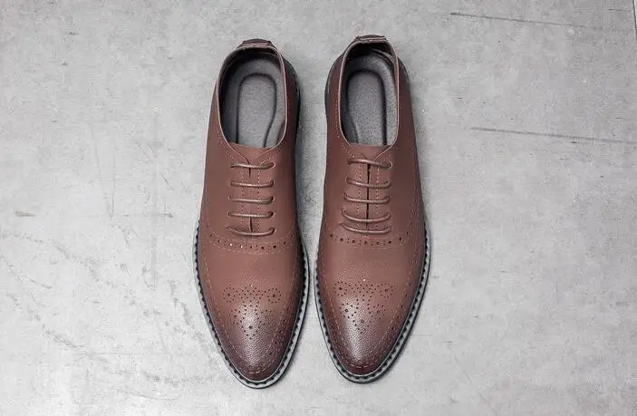 Genuine Soft Leather Pointed Toes Smart Casual Dress Shoes Carved Brogue Lace Up Breathable Summer Cut-Outs Sandals | Обувь