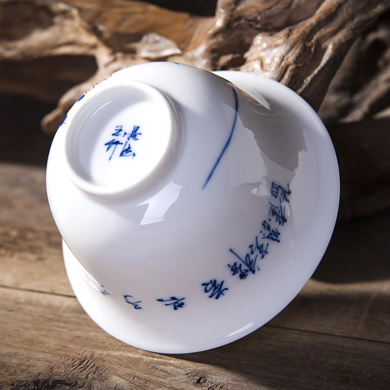 

200ml Jingdezhen Tureen Teaware Blue and White Porcelain Gaiwan Teapot Large Capacity Tea Bowl Hand Painted Underglaze Tea Set