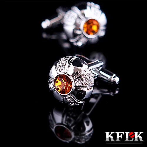 

KFLK 2020 роскошные запонки для рубашек, 3 цвета, мужские подарочные брендовые запонки, высококачественные запонки с кристаллами, ювелирные изд...