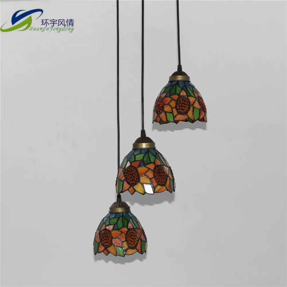 Continental three sunflowers difany lamps living room lights bedroom lamp restaurant cafe pendant free shipping|pendant cords|pendant crystalpendant