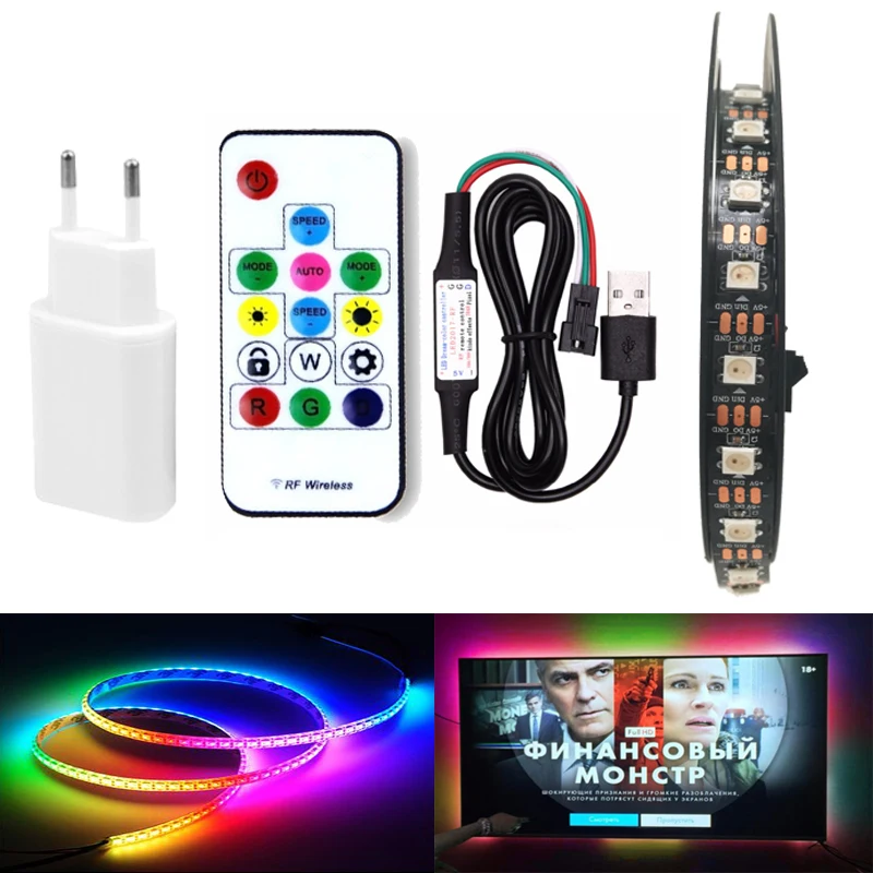RGB индивидуально Адресуемая светодиодная подсветка под шкаф ws2812 IC 60