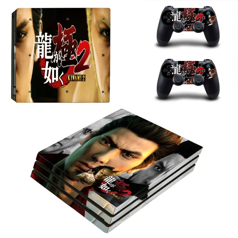 Наклейка для игровой консоли Yakuza PS4 Pro Виниловая наклейка PlayStation 4 и 2 контроллера