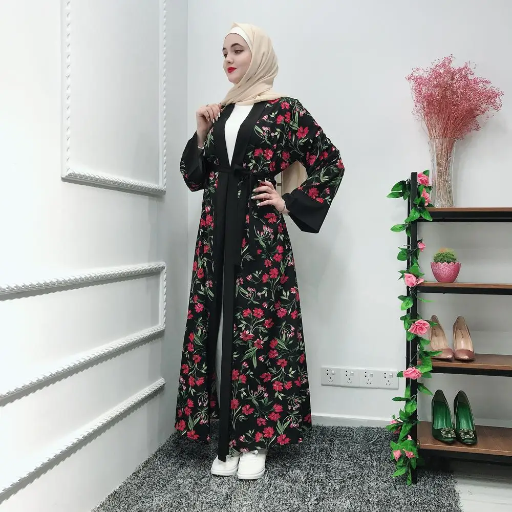 

Dubai Abaya Women Kimono Open Cardigan Maxi Dress Robe Muslim Jilbab Kaftan Gown Hijab Dress Full Dress Islamic Clothing Fashion