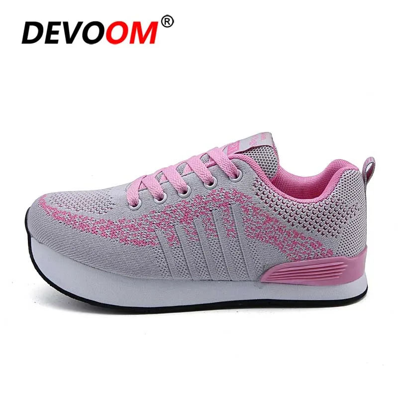 Розовый New Fashion Toning Shoes Women Men Fitness Walking Sneakers Casual Women Wedge Platform Shoes Loafers Slimming Swing Shoes - Цвет: Розовый