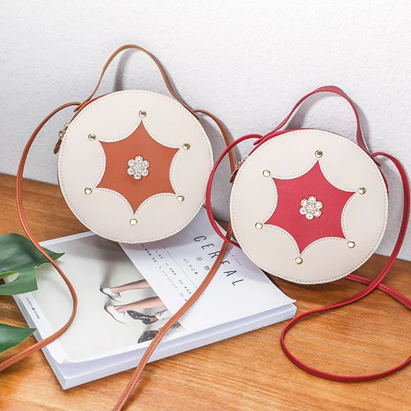 Vintage Lovely Small Circular Women Shoulder Bag Fashion Flower Geometric Pattern Crossbody Messenger Mini Mobile Phon | Багаж и сумки