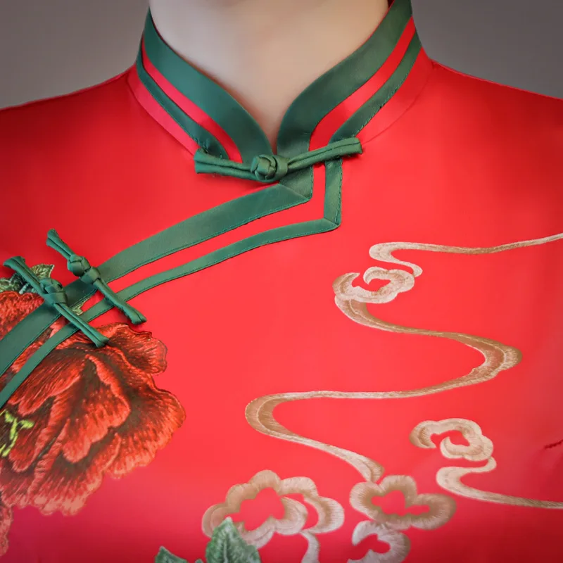 

Chinese Long Dress Women's Silk Cheongsam Size M-3XL