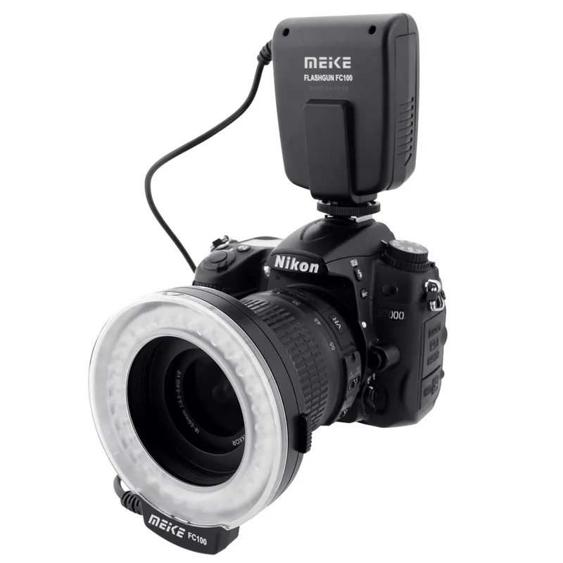 Кольцевая вспышка Meike FC100 для макросъемки кольца Canon Nikon D7000 D5100 D90 D80s D70 серия D200 D60 D50
