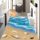 Пользовательские фото обои пляж снаряды Starfish Ванная комната Спальня Гостиная пол Стикеры самоклеящаяся росписи обои де Parede