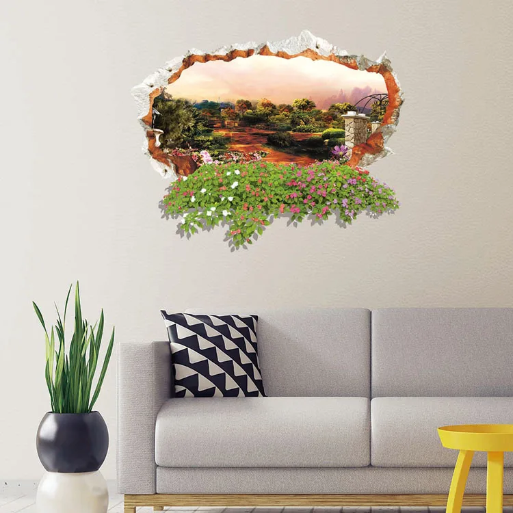 Домашние 3D настенные наклейки для спальни гостиной украшения цветок живопись