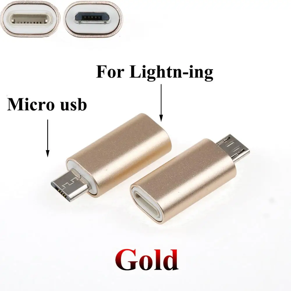 Юйси 2 шт./лот для iPhone 8 Pin женский микро USB Мужской зарядный кабель конвертер зарядный разъем адаптер для телефона Android - Цвет: Золотой