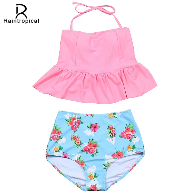 Женский купальник-бикини с высокой талией Raintropical винтажный купальный костюм в