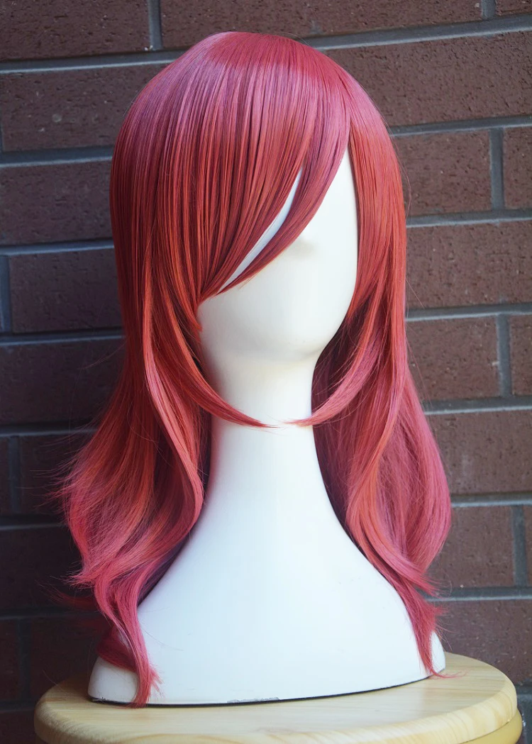 Милое японское аниме! Косплей парик Maki Nishikino Длинные Волнистые Розовые