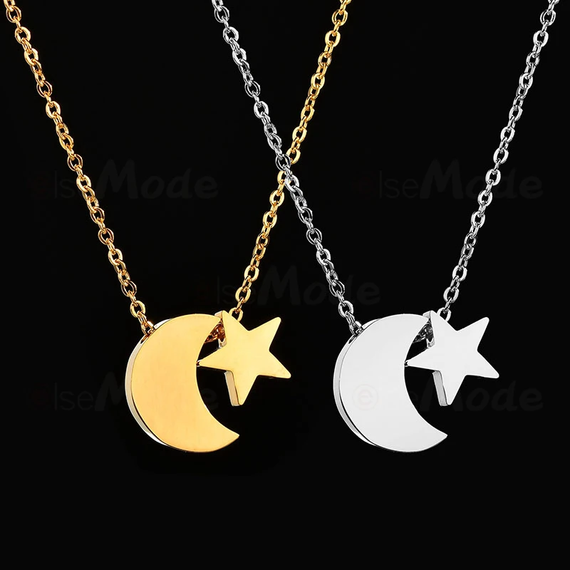 Ожерелье ELSEMODE крошечная звезда луна подвеска золото серебро цвет титановая