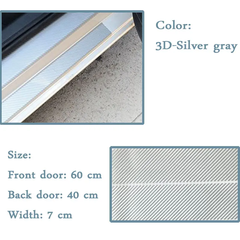 4pcs3D Silver Gray Автомобильный Стайлинг 3D 5D наклейки для Nissan Opel Astra J H G R Kia Ceed Sorento Skoda Octavia A5 A7 2 двери педаль порога аксессуары - Название цвета: 4pcs3D Silver Gray