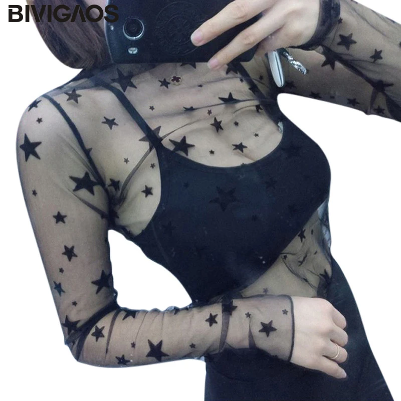 BIVIGAOS Корейская Базовая рубашка пряжа Кружевная футболка с длинным рукавом